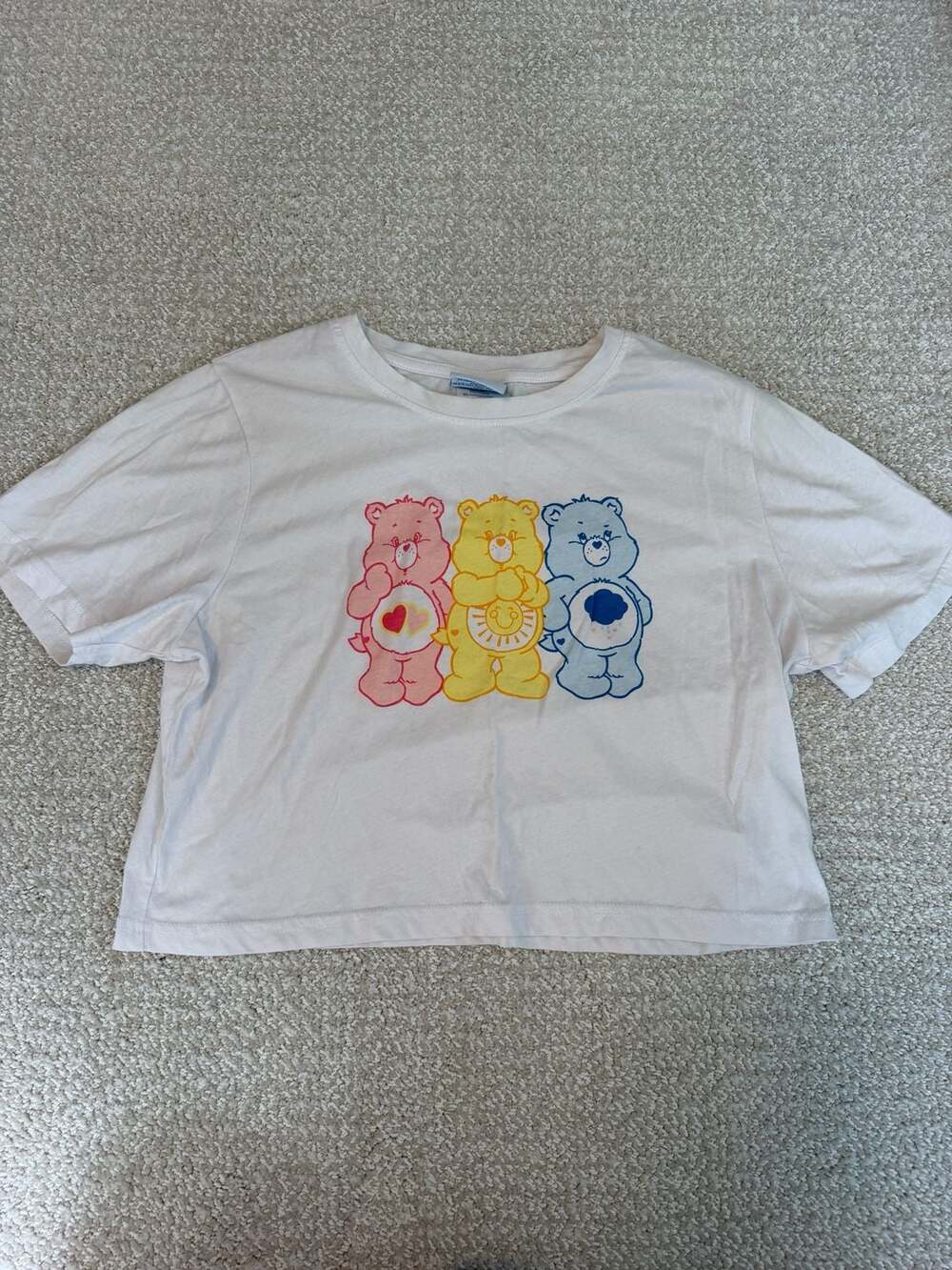 Care Bears Trio Graphic Cropped T-Shirt White